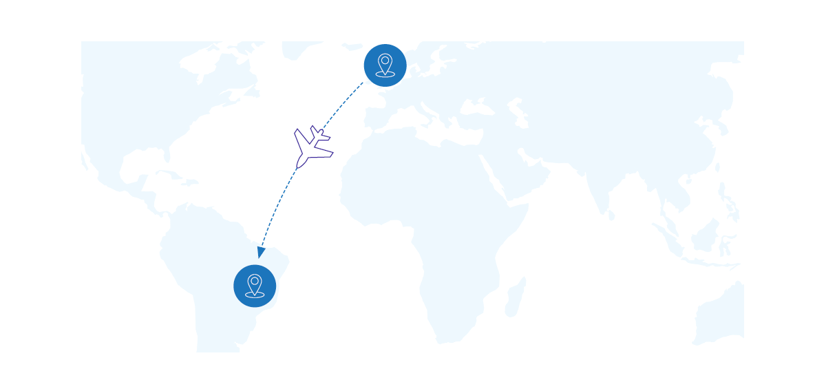On its route from Europe to São Paulo, it was planned to transit at a major international airport.